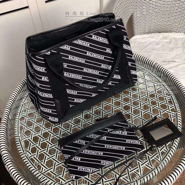 Balenciaga女包 巴黎世家最新款斜條紋字帆布包 Balenciaga斜條紋字新版一行字 中號手提包  csbl1184